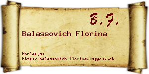 Balassovich Florina névjegykártya